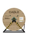 Isolated cable drum with stand on transparent background