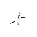 An isolated cable jack audio logo concept. Letter f lowercase alphabet logo design template. Handwriting, Audio equipment, sound