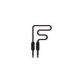 an isolated cable jack audio logo concept. Letter F uppercase alphabet logo design template.