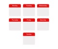 Isolated callendar days of the week. Flat red day banners on white background