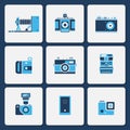 Isolated camera icons in two color shape vector set Royalty Free Stock Photo