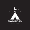 Isolated camp tent with night view moon logo design vector graphic symbol icon illustration creative idea