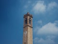 Isolated campanile bell clock tower of Lio Piccolo church Cavallino Treporti Venetian Lagoon Venice Veneto Italy Royalty Free Stock Photo