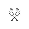 Isolated camping brochette icon line design