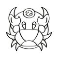 Isolated cancer icon outline zodiac sign