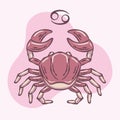 Isolated cancer zodiac sign sketch crab vector