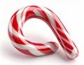 Isolated Candy Cane with Red and White Stripes on White Background Royalty Free Stock Photo