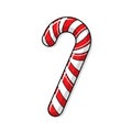 Isolated Candy Cane with Red and White Stripes on a Clean White Background Royalty Free Stock Photo