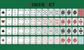 Isolated card poker game with reverse, on a green background