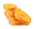 Isolated carrots. Bunch of carrot slices isolated on white background, with clipping path.