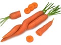 Isolated carrots. Heap of fresh carrots with stems isolated on white background Royalty Free Stock Photo