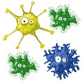 Isolated cartoon bacterium set on white background Royalty Free Stock Photo