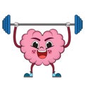Isolated cartoon of a brain lifting weights