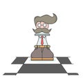 Isolated cartoon the busy executive chess pawn Royalty Free Stock Photo