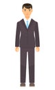 Isolated cartoon character, businessman dresscode, man in brown suit with blue tie, office worker Royalty Free Stock Photo