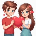 Isolated Cartoon Couple Vector Illustration of Happy Valentine Royalty Free Stock Photo