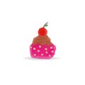 isolated cartoon cupcake vector illustration. cute cup cake with cherry topping clip art for greeting card, anniversary, web Royalty Free Stock Photo