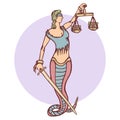 Isolated cartoon evil snake lady justice Royalty Free Stock Photo