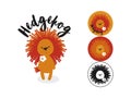 Isolated cartoon hedgehog illustration. Character and logo