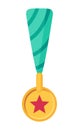 Golden medal for prize or first place in cartoon style, win games, victory concept, sport tournament