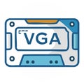 Isolated cartoon illustration of a retro VGA video graphics array port connector for computer hardware Royalty Free Stock Photo