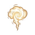 Swirling Cartoon Smoke Cloud Rising Upward Isolated on White Royalty Free Stock Photo