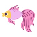 Isolated cartoon marine goldfish with spots in hand drawn flat style