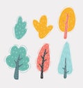 Isolated cartoon trees and bushes pack on white Royalty Free Stock Photo