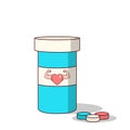 Isolated cartoon viagra drugs for making love stronger Royalty Free Stock Photo