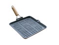 Isolated cast iron grill pan on a white background.