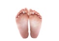 Isolated caucasian feet in white background