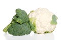 Isolated cauliflower and broccoli