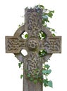 Isolated Celtic Cross Gravestone With Ivy