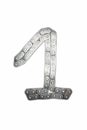 Isolated chain alphabet. Numerals font. Number one 1