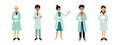 Isolated characters of hospital staff on white background