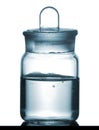 Isolated chemical sample bottle on table with solution