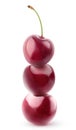 Isolated cherries on top of each other Royalty Free Stock Photo