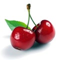 Isolated cherry. Three flying cherries isolated on white background Royalty Free Stock Photo