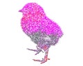 Isolated chick composed of pink-toned vibrant glitter background