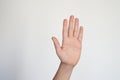 isolated child hand shows the number five. Royalty Free Stock Photo