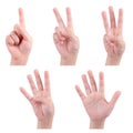 Isolated children hands show the number