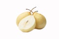 Isolated chinese pear asian pear, ya pear, korean fruit, nashi on the white backdrop