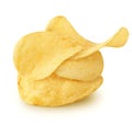 Isolated chips. Bunch of potato chips isolated on white background with clipping path.