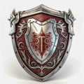 Isolated Chivalric Emblem Concept. Medieval Knight Coat of Arms On White Background. Old Symbols of Armour and Weaponry