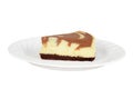 Isolated chocolate cheesecake on a plate Royalty Free Stock Photo