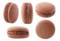 Isolated chocolate macaroon at different angles