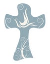 Vector christian cross isolated with dove. Religious sign Royalty Free Stock Photo