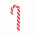 Isolated Christmas Candy Cane with Red and White Stripes on a White Background Royalty Free Stock Photo