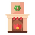 Isolated christmas ornate fireplace