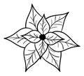 Isolated Christmas Poinsettia in Black and White Colours. Vector Poinsettia Royalty Free Stock Photo